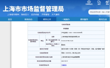 上海华美医疗美容医院使用顾客形象做广告 违反广告法被罚13万元